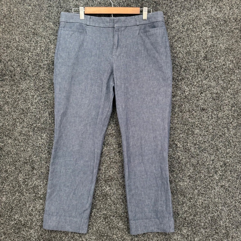 Banana Republic Sloan Pants Womens 12 Blue White Micro Texture Dress Trousers